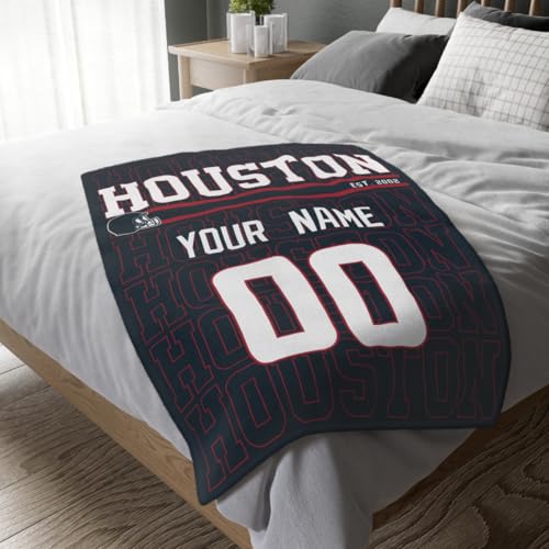 Image of ANTKING Houston Throw Blanket for Men Women Boy Custom Name and Number Gifts