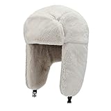 DOSOMI Army Cap for Men Women Winter Thick Warm Trapper Hat Men Bomber Cap