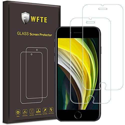 WFTE 2-Pack Screen Protector for iPhone SE 3/SE 2(2022/2020 Edition) 4.7 iPhone 8 iPhone 7 9H Hardness HD Clear Premium Protective Tempered Glass Film for iPhone SE 3/2rd Generation Case Friendly