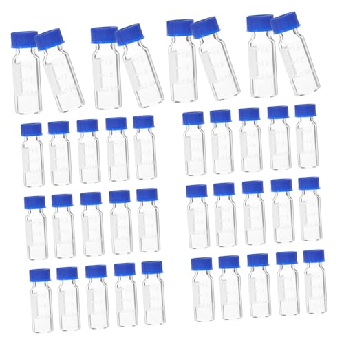 OSOLADY 100pcs Glass Vials with Lids Sampling Bottles for Liquids Powders Samples Tiny Reagent Storage Containers with Stable Bottom and Scale