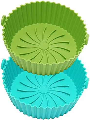 6.5Inch 2 Pack Silicone Air Fryer Liners, Air Fryer Silicone Pot for 1-3.5 QT Airfryer, Replacement of Parchment Paper Liners, Non-stick and Reusable