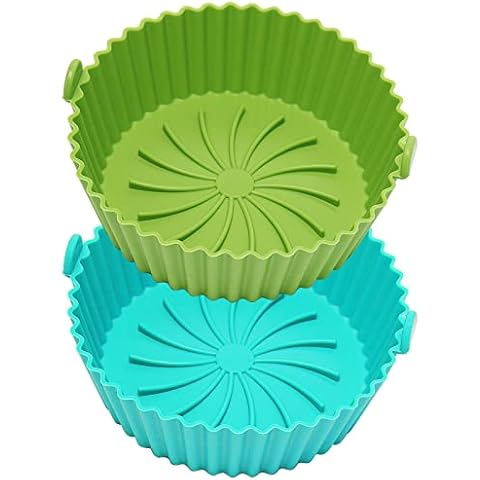 2 Pack Air Fryer Silicone Pot Liners, Replacement of Parchment Paper Liners, Non-Stick Reusable Air Fryer Liners (Top6.3"+Bottom5.3'') Cover