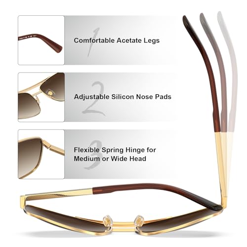 CARFIA Pilot Polarized Sunglasses for Men UV Protection Classic Double Bridge Anti-Glare Driving Shades with Spring Hinges4