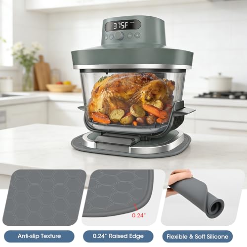 Image of Heat Resistant Mat for Ninja Crispi Pro 6-in-1 Glass Air Fryer, Anti-slip Countertop Protector Silicone Mat Compatible with Ninja Crispi Pro Base, Dishwasher Safe, Grey