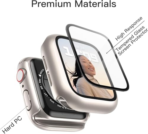 Image of Case with Screen Protector for Apple Watch SE 3 /2 /1 (2025 /2022 /2020) / Series 6 5 4 40mm, Overall Protective Cover, Built-in Tempered Glass Film High Sensitivity, 3 Pack (Starlight)