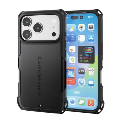 iPhone 17 Pro ケース カバー 耐衝撃 衝撃吸収 ZEROSHOCK MAGKEEP ワイヤレス充電対応 PM-A25CZEROMGBK