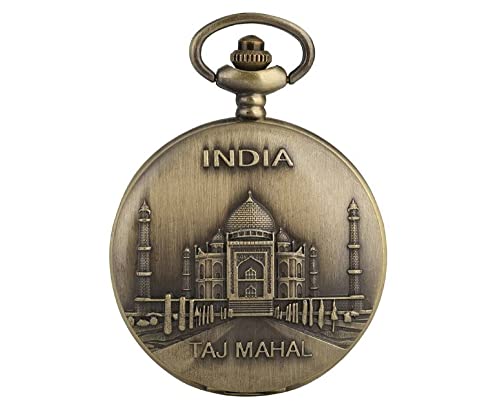 Image of AUGEN Pocket Watch Metal Keychain Taj Mahal Retro Vintage for Gifting With Key Ring Anti-Rust (Pack Of 1)