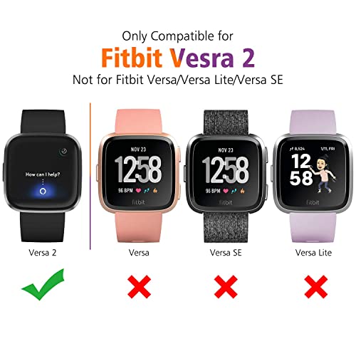 [3 Pack] Mugust Screen Protector Compatible With Fitbit Versa 2 Case, Tpu Plated Full Around Protective Case Cover For Fitbit Versa 2 Smartwatch (Black, Rose Gold, Clear) #TOP1