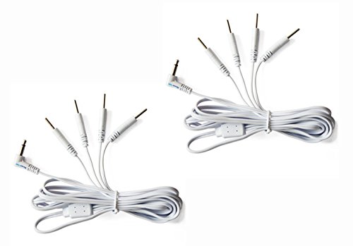 Image of Discount TENS Brand - Lead Wires 3.5mm Plug to Four 2mm Pins, 2 Pack | Molded strain-relief sleeves, durable flexible insulated cable resists kinking and breakage, connects 4 electrodes per wire