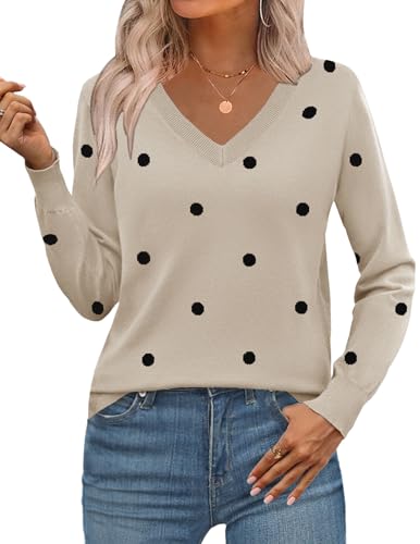 Zeagoo Women's 2025 Fall V Neck Sweater Trendy Long Sleeve