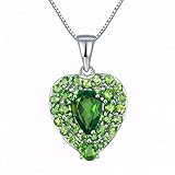 925 Collier en Argent Sterling 2.75 CMT Natural Gemstone Chrome Diopside Heart Pendant Fine Bijoux élégant pour Les Femmes