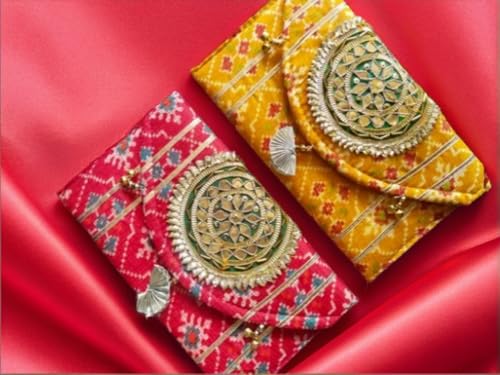 Image of JAIPUR ACE Decorative Shagun Money Gift Box Pack of 2 | Multicolor Printed Purse for Cash Envelopes, Jewellery & Wedding Gifting | Festive Return Gift Box for Marriage Occasions