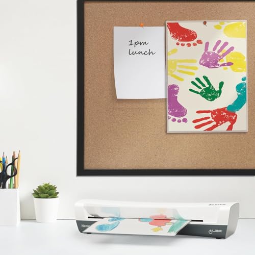 Image of Leitz iLAM Home A3 Laminator, for 75 to 125 mic Laminating Pouches, 3 Minutes Warm-up Time, Includes Starter Kit with 5 Films, Ideal for Use at Home, Home Office & School, White, 74320001