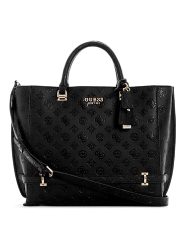 Guess Black Logo Textured Tote Ladies Purse Handbags Gift For Ladies