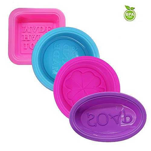 20 Pcs Silicone Soap Making Molds, Square Round Oval Shaped, Finegood Soft Cupcake Muffin Baking Pan For Diy Homemade Craft, Food Grade - Pink, Blue, Rose Red, Purple #TOP2