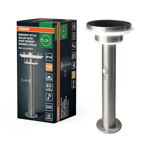 Osram Applique Da Parete Per Esterni A Led Solare Endura Style In Acciaio Inox, Sensore Di Movimento E Luce, 3 Modalità, Ip44, Design Elegante Per Ter
