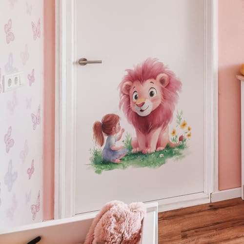 Vinilo Decorativo Removible León Rosa para Niños miniatura 3