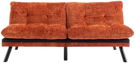 Miniatura 14 de Sofá cama futón, sofá convertible moderno, sofá biplaza plegable, sofás de futón transpirables para espacios pequeños compactos, reposabrazos