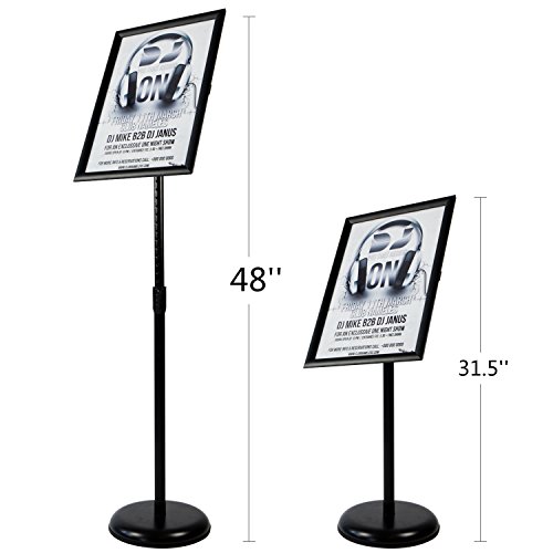 Adjustable Heavy Duty Pedestal Sign Holder Floor Stand, Sign Stand Poster Stand, Standing Floor, 11 x 17 inch, Vertical & Horizontal View, Outdoor Indoor Standing Display Sign Holders Aluminum Black - Thumbnail 3