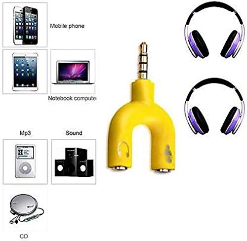 Image of FENTICO Headset Splitter Headphone Microphone Adapter, U Shape 3.5mm 4 Pole Male to 2 x 3 Pole Female Y Splitter for Audio Stereo Headphone and MIC for Phones, Computers, MP3, Tablet (Random Colors)