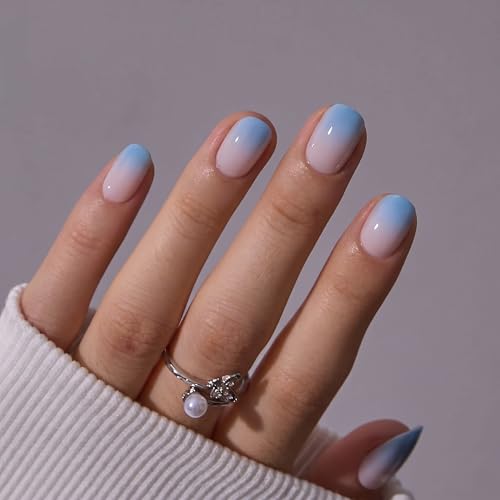 Image of CurvLife Short Oval Press On Nails, Gray, Pure Dusk, Soft Gel