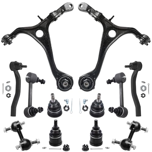 Image of Detroit Axle - 12pc Front End Suspension Kit for 2003-2007 Honda Accord 2004-2008 TSX 2 Lower Control Arms 4 Upper & Lower Ball Joints 2 Outer Tie Rods 4 Front Rear Sway Bars 2005 2006 Replacement