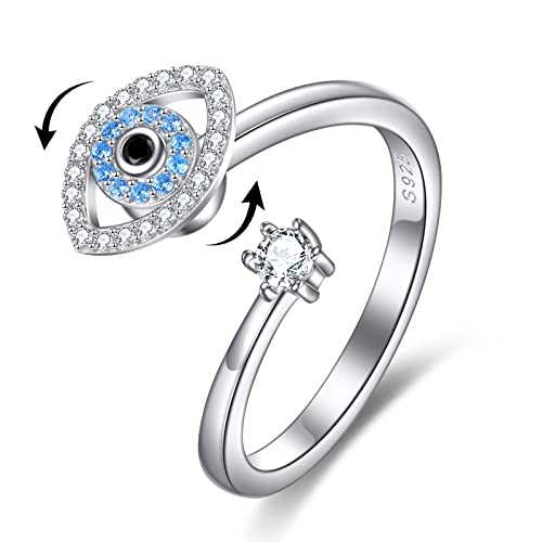 POPLYKE Evil Eye Fidget Ringe für Angst für Damen Sterling Silber Evil Eye Ringe Geschenke für Mädchen