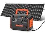 Takki 300W Solar Generator with 40W Solar Panel 240Wh Camping Portable Power Station Bank with 110V AC Outlet for Camping Emergency Home Use CPAP Fan Laptop