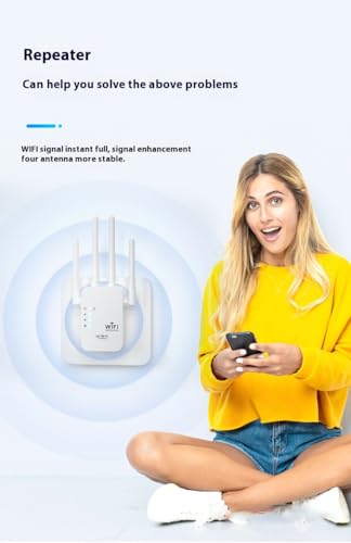 Wireless WiFi Signal Booster Amplifier, 1200Mbps Four-Antenna Repeater, Suitable for Home and Office WiFi Through-Wall Wireless Internet Network Extender with Ethernet Port - Image 7