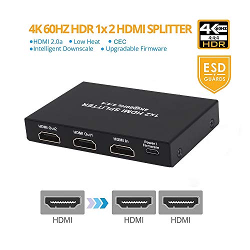 HDMI 2.0 Splitter 4K@60Hz 18GBps HDR10 Dolby Vision, Aozzy HDMI Scaler 4:4:4 3D