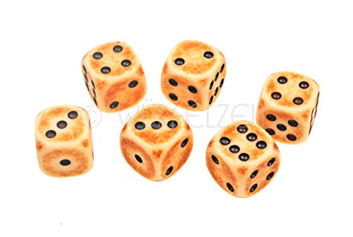 Würfelzeit 7933-6X W6 Würfel Alyen Antik rost m/schwarz im Polybeutel