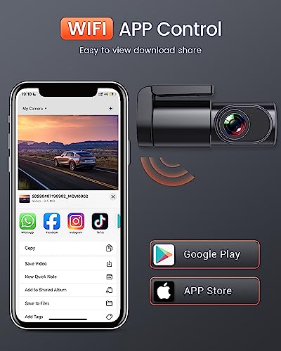 BESTSEE Dash Cam Front, 1080P Mini WiFi DashCam for Cars, Car Camera Dash with 0.96" mini screen Parking Monitor, Super Night Vision, 170° Wide Angle, App Control, G-Sensor, Easy Installation - Image 5