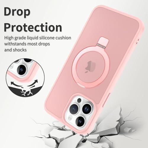 Image of Magnetic for iPhone 12 Pro Max Case & iPhone 13 Pro Max Case, 6.7 inch, Compatible with MagSafe, Rugged Kickstand, Not-Yellowing Military-Grade Protection, Matte Pink