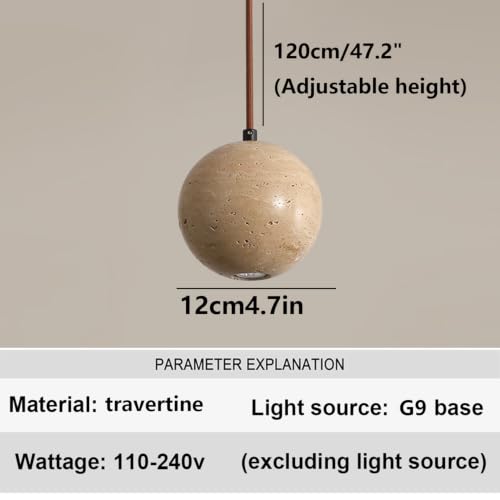 Lámpara de travertino natural premium en formato esférico y estilo Wabi-sabi 5