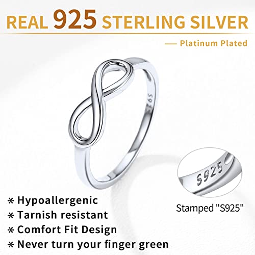 ChicSilver Personalized 925 Sterling Silver Ring Simple Infinity Knot Rings Custom Engraved Eternity Wedding Band Promise Rings Size 4-12(with Gift Box)4