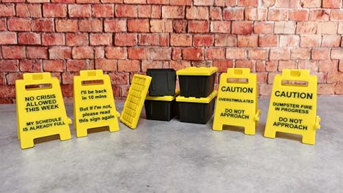 MunnyGrubbers - Tiny Desktop Signs and Tiny Storage Bins (4 Pack) - Office Desk Decor - Novelty Gift - Funny Signs - Lowes-Style Teeny Tote - Hilarious Mini Signs - Mini Organizer Totes - (Combo A)