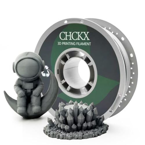 CHCKX PETG Glass Fiber 3D Printer Filament, Dimensional Accuracy +/- 0.03 mm, 1kg Spool(2.2lbs), 1.75 mm Fit for Most 3D Printers, Grey