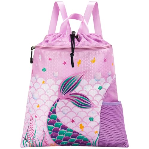 WAWSAM Mermaid Kids Drawstring Backpack String Bag, 15” ×...