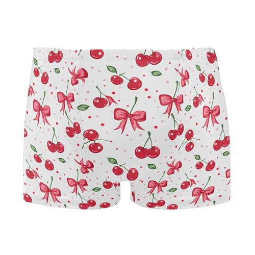 Red Bows Cherry Fruit Mens Swim Trunk Swimwear Bathing Suit Swim Brief Square Leg Board Short S B0405145