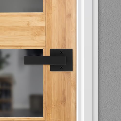 Image of Kwikset Singapore Dummy Door Handle, Single Sided Lever for Closets, French Double Doors, and Pantry, Matte Black Non-Turning Reversible Interior Push /Pull Lever, with Microban Protection