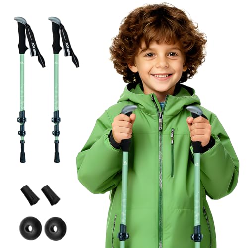 Hiking Trekking Poles for Kids, 2 Pack Anti Shock, Adjustable, Collapsible Hiking Poles for Trekking or Walking, Lightweight Aluminum Sticks