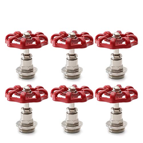Red Industrial Pipe Plug Handwheel, Retro Antique Decorative Pipe Fittings for Steam-punk Vintage Shelf Bracket DIY Plumbing Pipe Decor Furniture (6, 1/2')