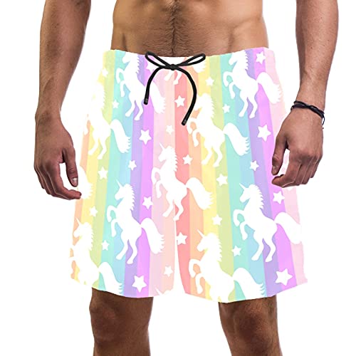 Short de bain pour homme à motif licorne coloré parfait pour les vacances d'été