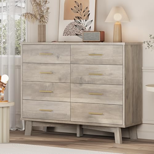 Xixini Dresser for Bedroom, 8 Drawer Wide Modern Chest of