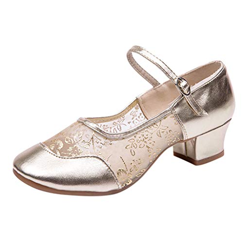 Luckycat Zapatos de Baile/Zapatos Latinos de satén Mujeres Zapatillas de Baile Latino para Mujer/Brillo de Cuero, Altura del tacón Mujer Zapatos de Baile/Estándar de Zapatos de Baile Latino Ballroom