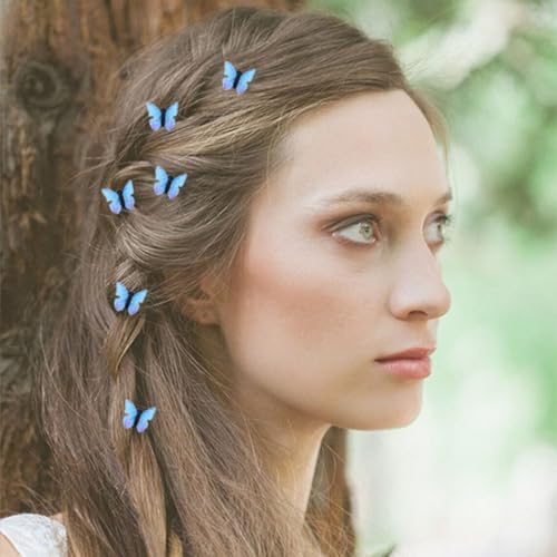 Bartosi HB-058 Butterfly Hair Clips Blue Butterfly Hair Pin Bride Wedding Decorative Bobby Pins Bridal Hair Pieces Hair Accessories thumb #2
