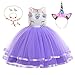 Produktbild Yigoo Einhorn Tutu Kleid Mädchen Prinzessin Kostüm Festival Rock für Cosplay Karneval Halloween Geburtstagskleid mit Einhornhaarband Violet 110