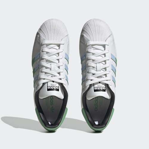 Image of adidas Originals Mens Superstar White /Semi Screaming Green /Blue Dawn 10