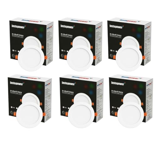 Image of Instapower 18W Downlight | Natural White Round LED Panel Light | Polycarbonate Ultra Slim Recessed Ceiling Fixture LED (2-Year Warranty, Pack of 6)