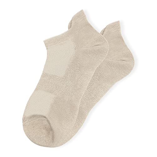 HaloYIYI Men's No Show Socks Beige Low Cut Mesh Breathable Cotton Comfortable Soft Tan Big & Tall With Tab, 10 Pairs3